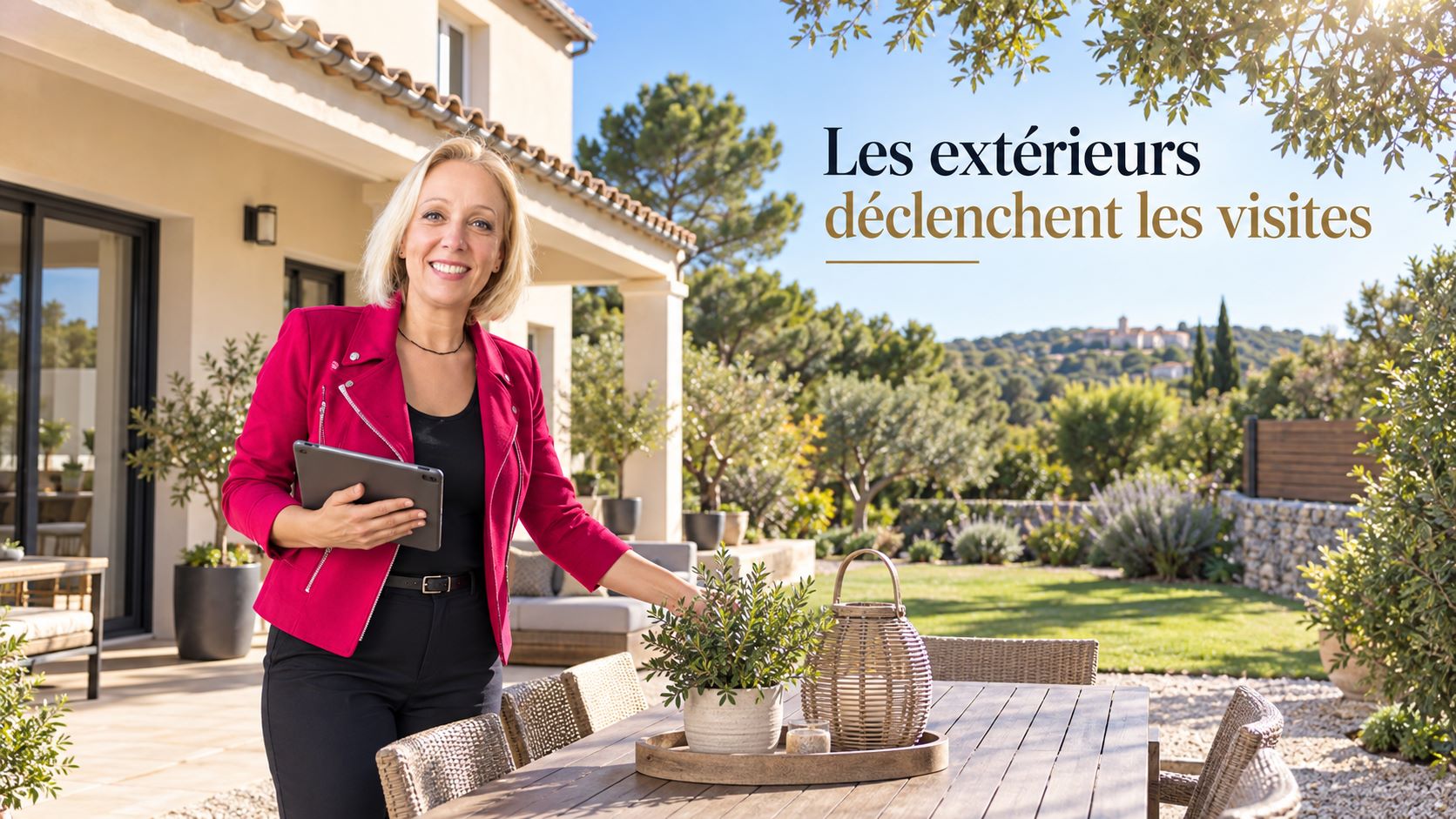 Les extérieurs déclenchent les visites : terrasse et jardin entretenus à Poulx
